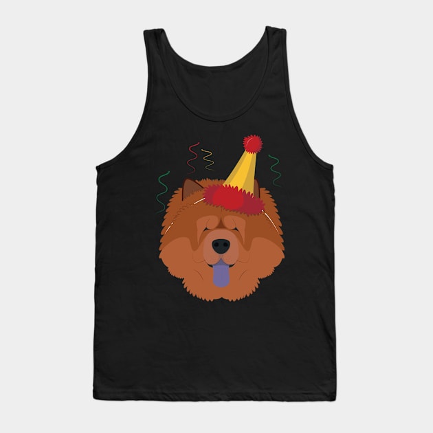 Chow Chow Dog Wearing A Party Hat Funny Xmas Gift Tank Top by salemstore